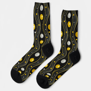 Calcetines Patrón Art Déco en Oro Plata y Negro