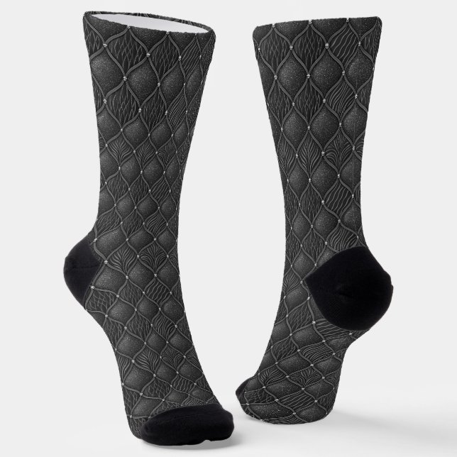 Calcetines Patrón Art Déco Glam negro gris (Angular)