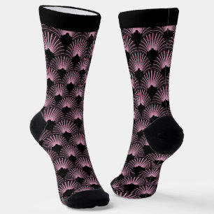 Calcetines Patrón Art Déco negro y rosa Socks