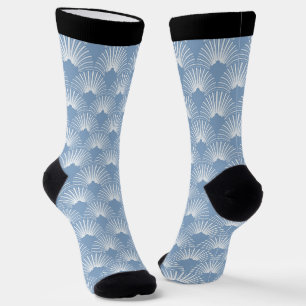 Calcetines Patrón Art-Decó sin inconfundibles azul y blanco