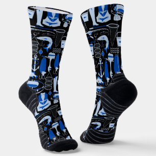 Calcetines Patrón azul de la pesca en marcha