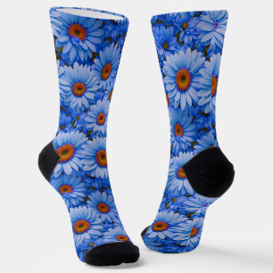 Calcetines Patrón azul floral azul girasol azul marea