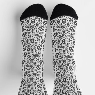 Calcetines Patrón blanco y negro de dinero criptodivisa