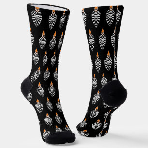 Calcetines Patrón blanco y negro de pájaro de mariposa