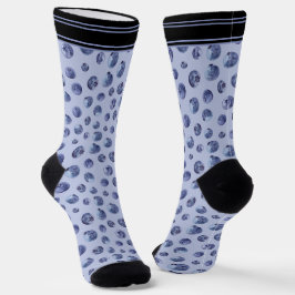 Calcetines Patrón Blueberry Nombre personalizado Azul