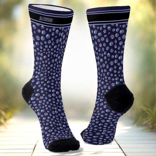 Calcetines Patrón Blueberry Nombre personalizado Azul (Blueberry Pattern Personalized Name Blue Socks)