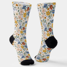 Calcetines Patrón Boho de Pradera de Flores Silvestres