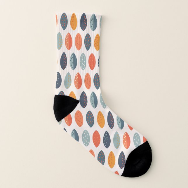 Calcetines Patrón botánico Cute Naranja Blue Ochre Leafy (Parte interior izquierda)