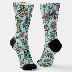 Calcetines Patrón botánico de color azul estilo vintage