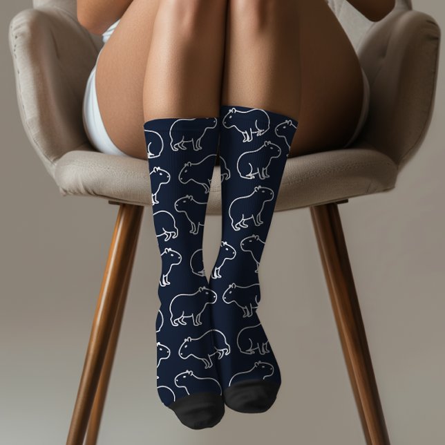 Calcetines Patrón capibara divertido (This quirky and minimalist capybara pattern is a playful celebration of individuality and charm. )