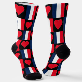 Calcetines Patrón cardíaco de la bandera de Francia Orgullo N