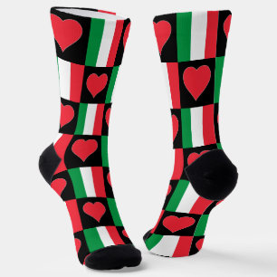 Calcetines Patrón cardíaco de la bandera italiana Orgullo nac