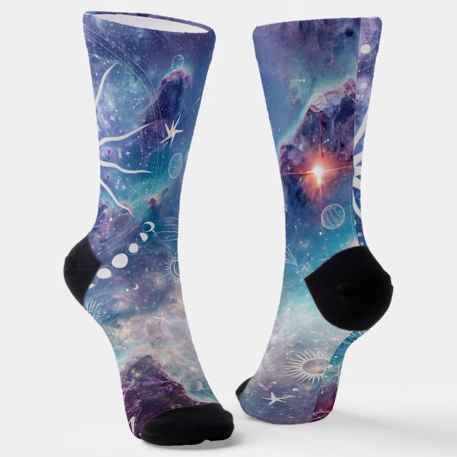 Calcetines Patrón celeste azul púrpura (Angular)