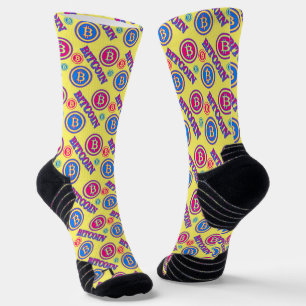 Calcetines Patrón Colorido de Bitcoin