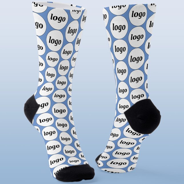 Calcetines Patrón comercial de logotipo simple Azul (Simple logo pattern business promotional branding socks)