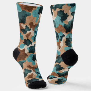 Calcetines Patrón continuo de camuflaje tonos terrosos
