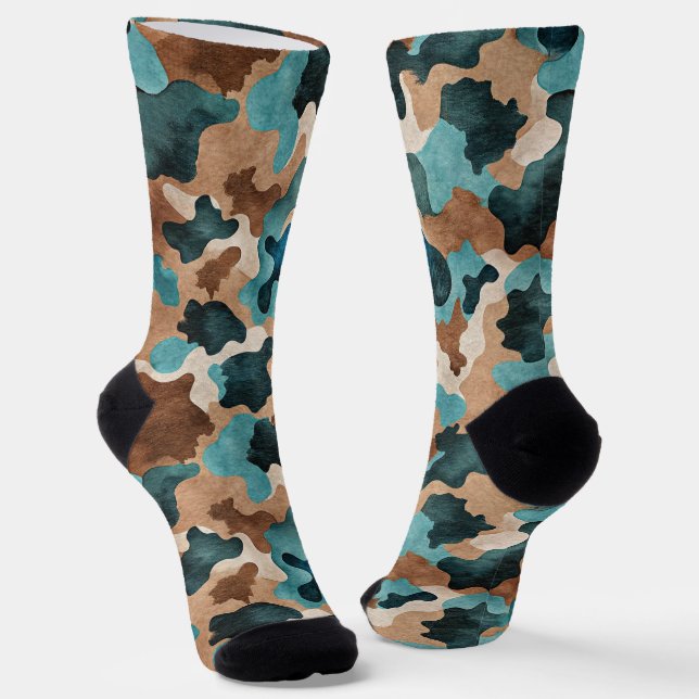 Calcetines Patrón continuo de camuflaje tonos terrosos (Angular)