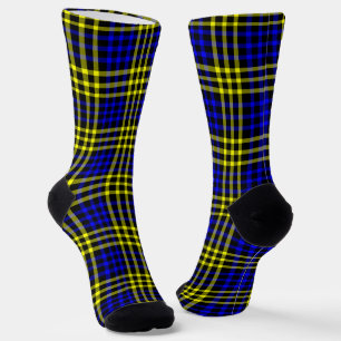 Calcetines Patrón continuo de cuadros azules y amarillos a cu