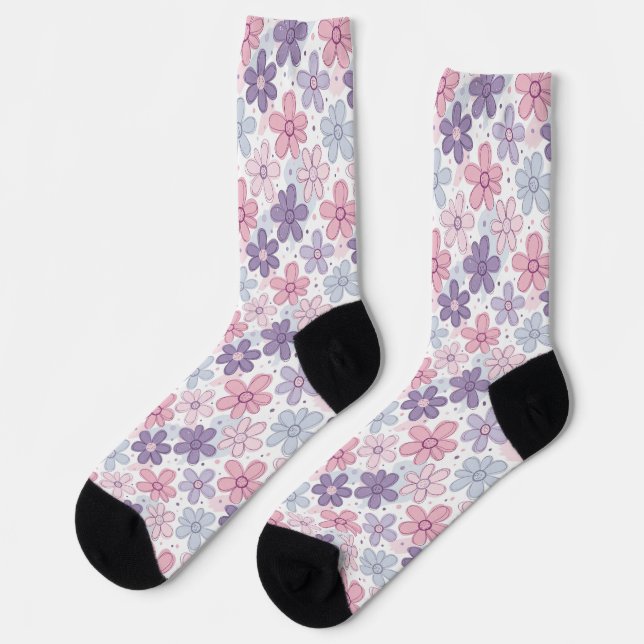 Calcetines Patrón continuo de flores Y2K (Izquierda)