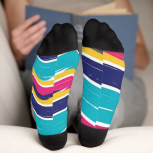 Calcetines Patrón continuo de raya ondulada retro