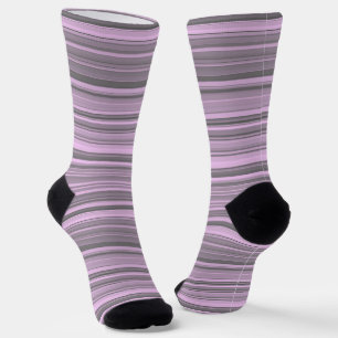 Calcetines Patrón continuo de rayas grises y moradas