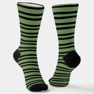 Calcetines Patrón continuo de rayas negras y verdes