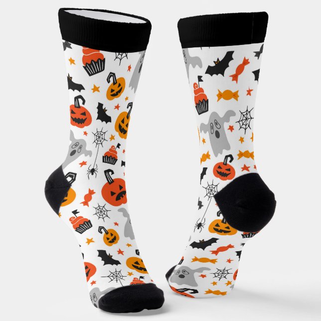 Calcetines patrón continuo de símbolos de Halloween 2 (Angular)