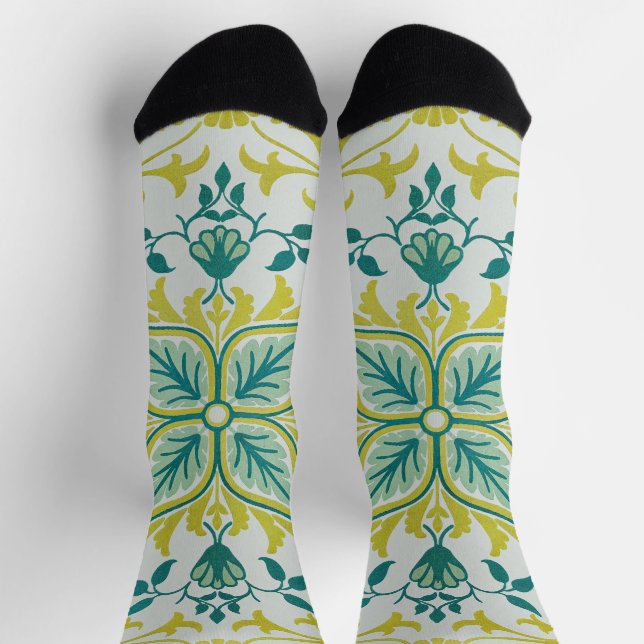 Calcetines Patrón continuo sin costuras de techo verde lima d (Arriba)