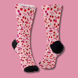 Calcetines Patrón Coquette Cherry & Pink Bow