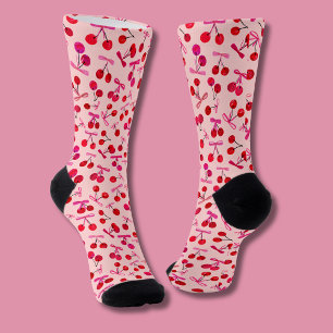 Calcetines Patrón Coquette Cherry & Pink Bow