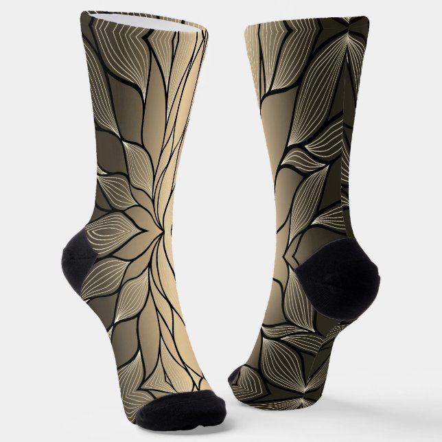 Calcetines Patrón creativo de hoja en oro antiguo (Angular)