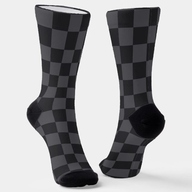 Calcetines Patrón cuadriculado croata gris monocromo (Angular)