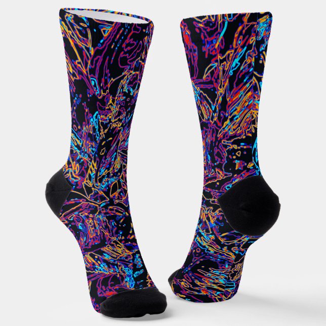 Calcetines Patrón curvo de líneas multicolores (Angular)