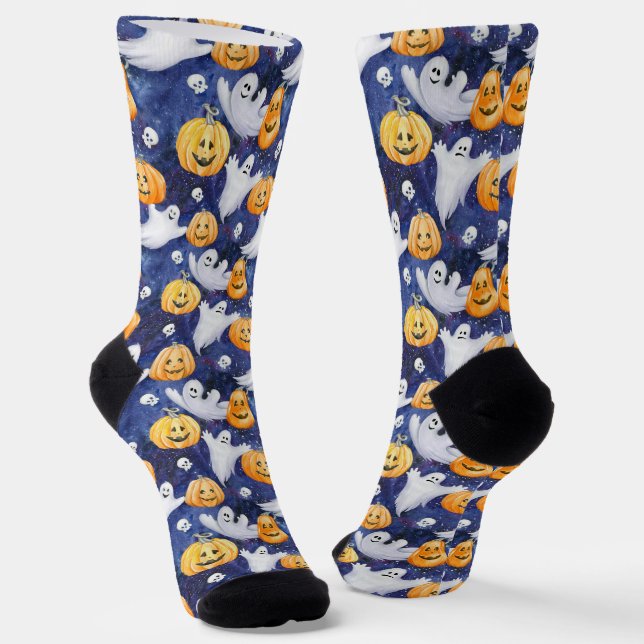 Calcetines Patrón de acuarela de Halloween (Angular)