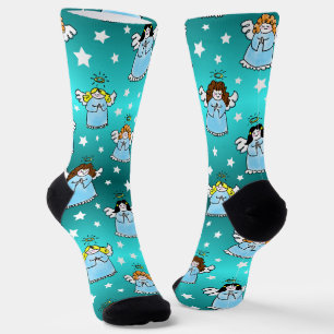 Calcetines Patrón de Ángeles Navideños Celestiales