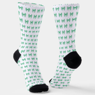 Calcetines Patrón de arco de gingham verde blanco