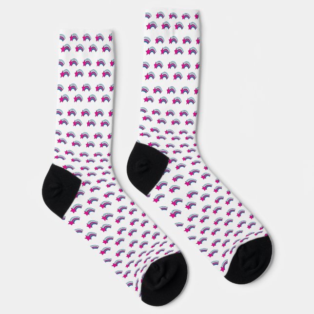 Calcetines Patrón de Arcoíris de Estrella Fugaz Retro Pastel (Derecha)
