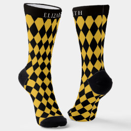 Calcetines Patrón de arglo negro amarillo claro personalizado