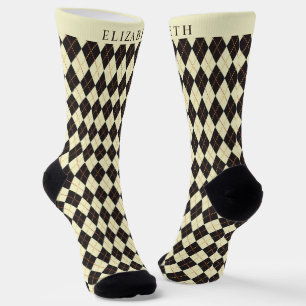 Calcetines Patrón de arglo negro amarillo pálido personalizad