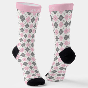 Calcetines Patrón de arglos con control de color gris rosa bl