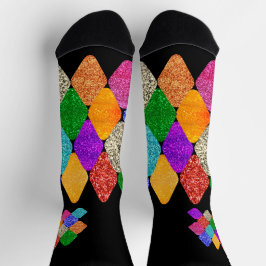 Calcetines Patrón de Arlequín Moderno Brillante Mardi Gras