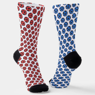 Calcetines Patrón de Balón de Fútbol Rojo Azul Negro Blanco