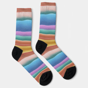 Calcetines Patrón de bandas de color de agua multicolor