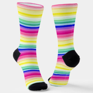 Calcetines Patrón de bandas de colores alegres