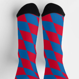 Calcetines Patrón de bandera de diamantes de Baviera azul y r