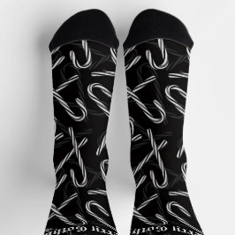 Calcetines Patrón de bastón de caramelo negro y blanco de Got