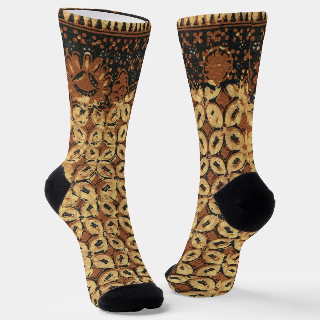 Calcetines Patrón de Batik Geométrico de Granos de Café Antig (Angular)
