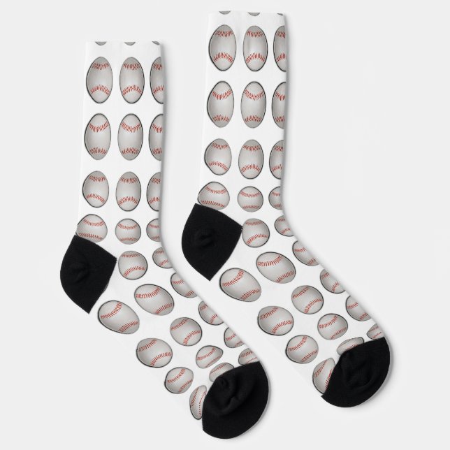 Calcetines Patrón de béisbol Fondo Blanco (Derecha)
