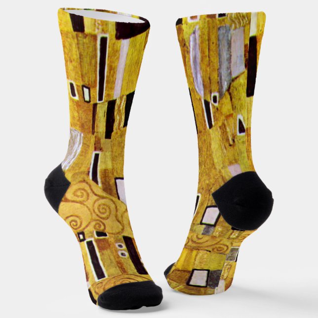 Calcetines Patrón de besos de Gustav Klimt, Art Nouveau (Angular)