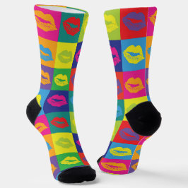 Calcetines Patrón de besos de lápiz labial de pop sexy